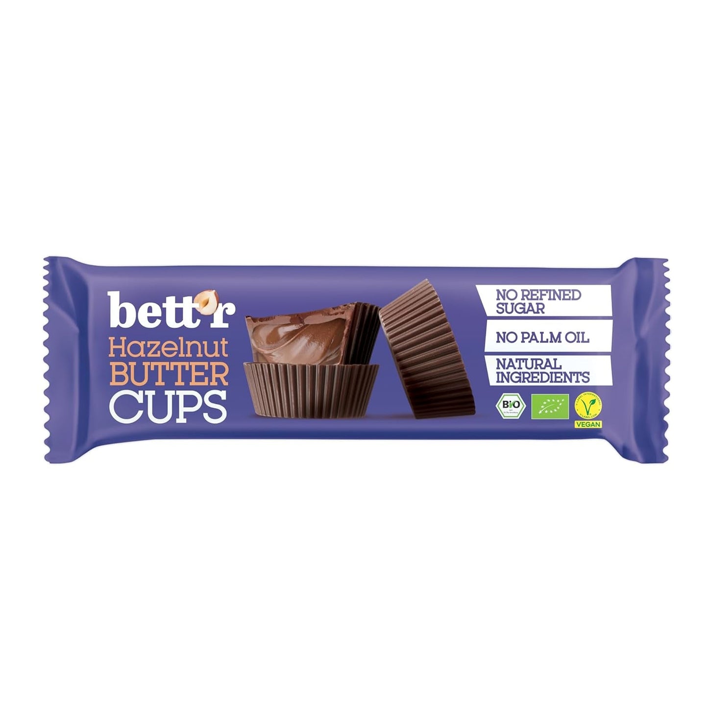 Bett'r Guilt-fri økologiske hasselnøddesmørblomster. 100% vegansk, glutenfri og laktosefri - 12 x 39 g