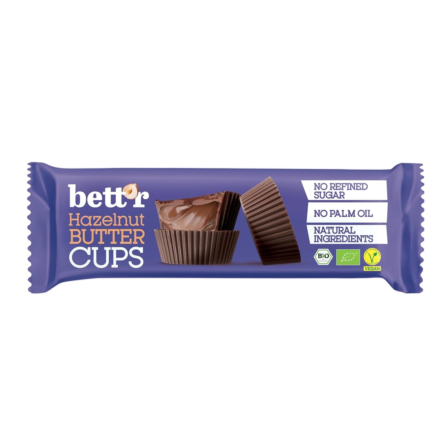 Bett'r Guilt-fri økologiske hasselnøddesmørblomster. 100% vegansk, glutenfri og laktosefri - 12 x 39 g