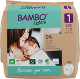 Bambo Nature Babybleer, Størrelse 1 (2-4 kg), 132 Count Månedsæske | Premium bleer med forbedret lækagebeskyttelse | Ultimativ komfort og frihed for nyfødte | Dermatologisk testede bleer