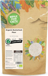 Wholefood Jord Økologisk Boghvedemel 1kg | Grusom | Ikke-GMO | Vegansk | Certificeret økologisk