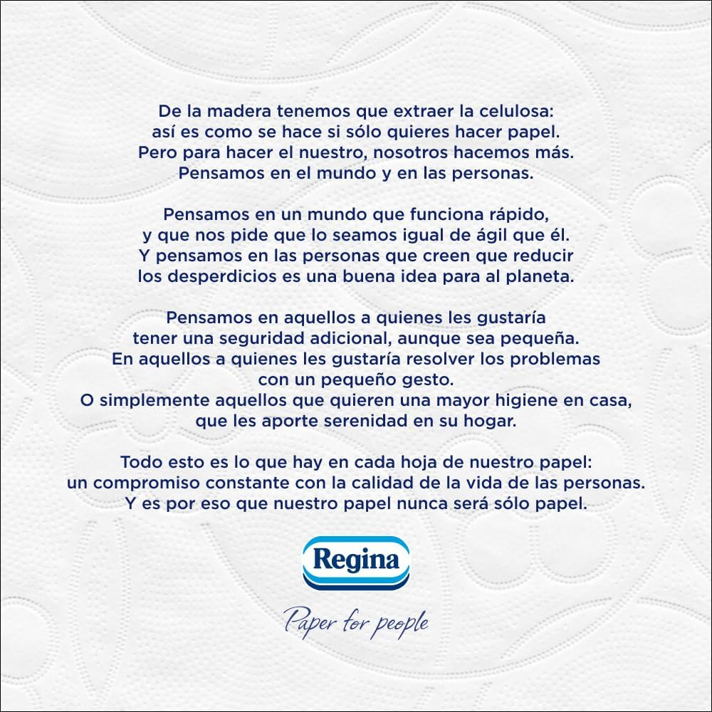 Regina Feeling - 42 ruller toiletpapir, 175 ark med tre lag, naturligt bomuldsekstrakt og delikat duft, 60% genbrugsplastikemballage, 100% Fsc-certificeret papir