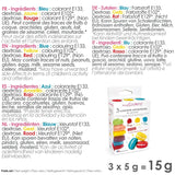 Scrapcooking - Sæt med 3 pulvermadfarve - Rød Gul Blå - Madfarve til bagning, kager, småkager, småkager, dej, fondant, regnbuekage - 4011