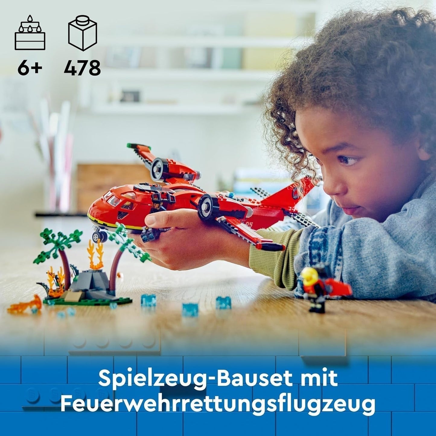 LEGO City Brandslukningsfly, Børnelegetøjsfly brandmandssæt, byggesæt med 3 brandmandsfigurer og branddekoration, fremragende gaveidé til drenge og piger fra 6 år 60413 Byggesæt Besuche den LEGO-Store