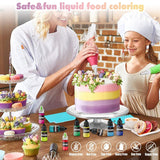 Madfarve - 20 farver x 10 ml koncentreret flydende madfarve til kagepynt, bagning, småkager, macarons - sukkerfri madfarve til drikkevarer, kagedekoration, DIY-slim, påskeæg