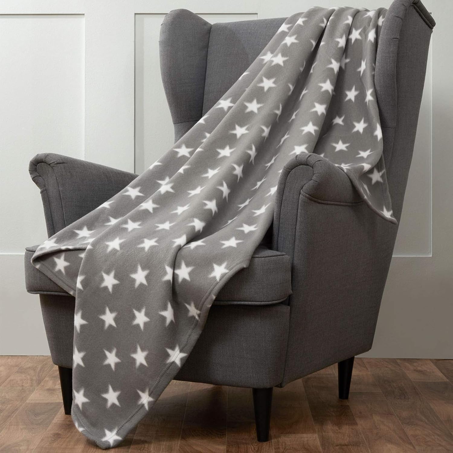 DREAMSCENE behageligt tæppe fluffy tæppe fleece tæppe - stue tæppe varmt vinter blødt, sofa tæppe, sofa tæppe, kramme tæppe børn, stue & kramme tæpper 120X150Cm, sofa plaid tæppe grå stjerner Senge og tæpper Besuche den DREAMSCENE-Store