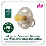nip - Cherry Green | 0-6 måneder | Pakke med 4 | Sut, velegnet til amning og tænder. Bæredygtig sut, lavet af naturlige råmaterialer, lysegrøn/brun