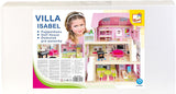 Bino World of Toys Dukkehus med altan, Legetøj til småbørn fra 3 år, med 3 etager, trapper, 4 værelser og altan inkl. 15-TLG. Tilbehør, For at fremme børns færdigheder, Pink design Naty Shop dukkehuse