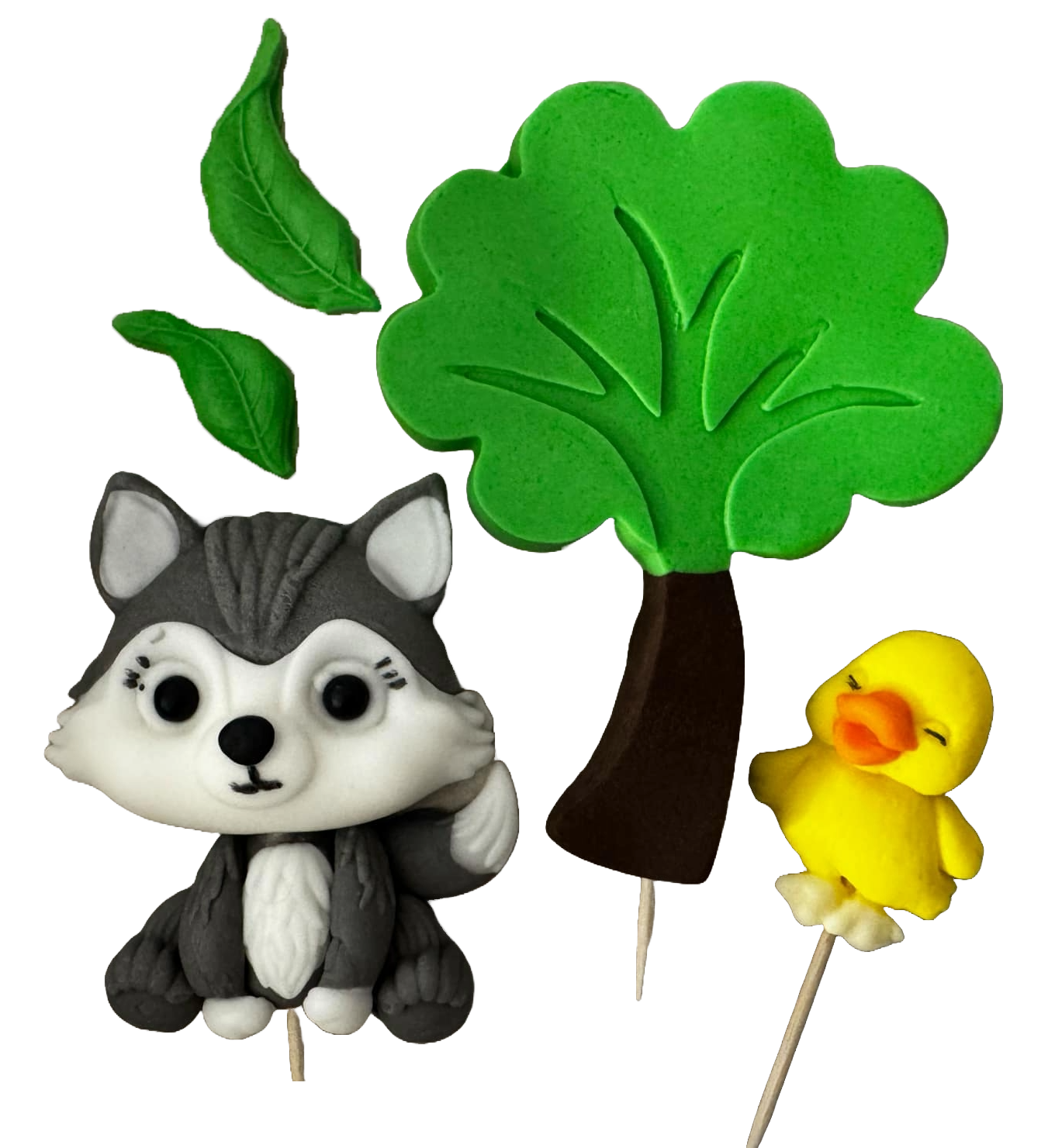 Sæt med 5 spiselige sukkerpasta dekorationer, Wolf Cub Sugar Paste Decorations Nati Shop