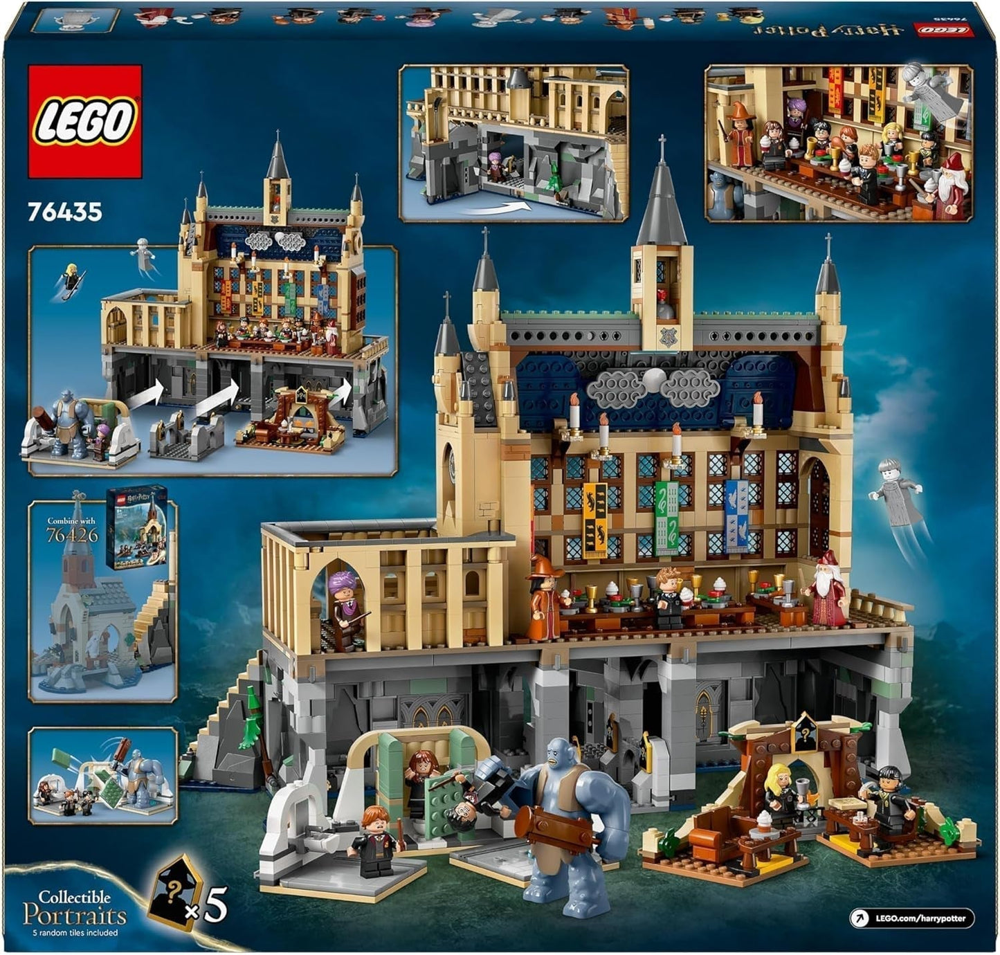 LEGO Harry Potter Hogwarts Castle: The Great Hall, samlerlegetøj med 11 minifigurer inklusive Hermione Granger, magisk gave til drenge og piger 76435 Byggesæt Besuche den LEGO-Store