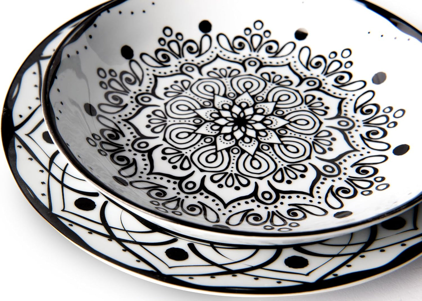 Excelsa Boheme Noir tallerkensæt, 18 dele, Porcelæn, Schwarz
