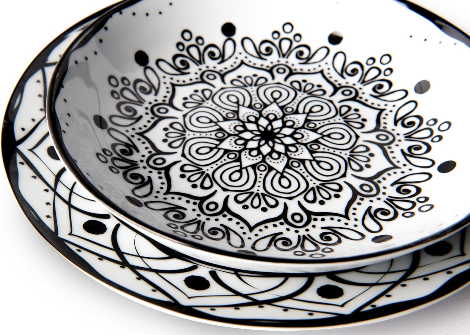 Excelsa Boheme Noir tallerkensæt, 18 dele, Porcelæn, Schwarz