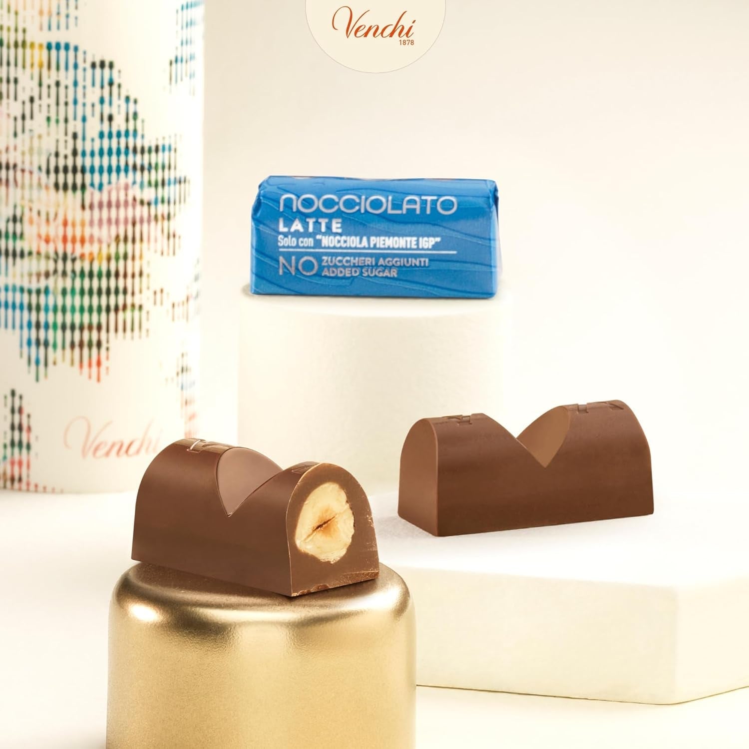 Venchi - Chokoladebarer med mælk og hasselnødder - 70% sukker - Praliner med BGB Piemonte hele hasselnødder, 1 kg - Glutenfri