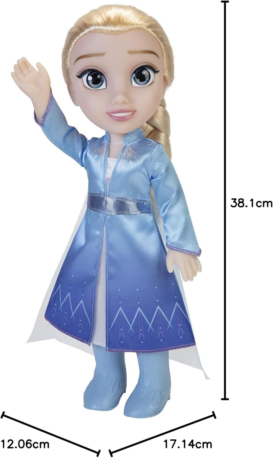 Disney Frozen 2 Elsa Travel Doll, 35 cm dukke med kultfilm-inspireret kjole, støvler og langt flettet hår for ekstra sjov til leg, til piger fra 3 år og opefter