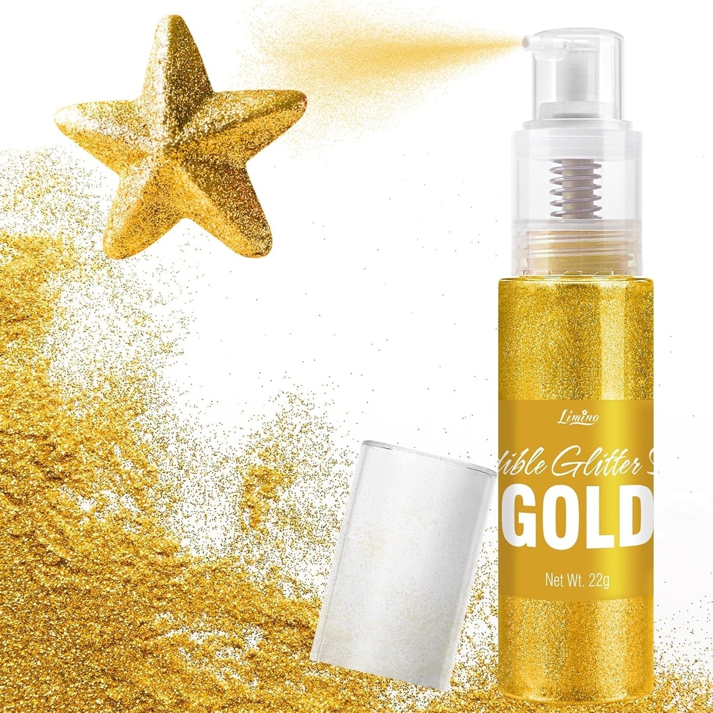 Spiselig glitterspray - 22G spiselig glitter, spiseligt glitterpulver til drinks, kagepynt, macarons - madfarve glitterpulver, spiseligt glitter til cocktails, muffins (pink)