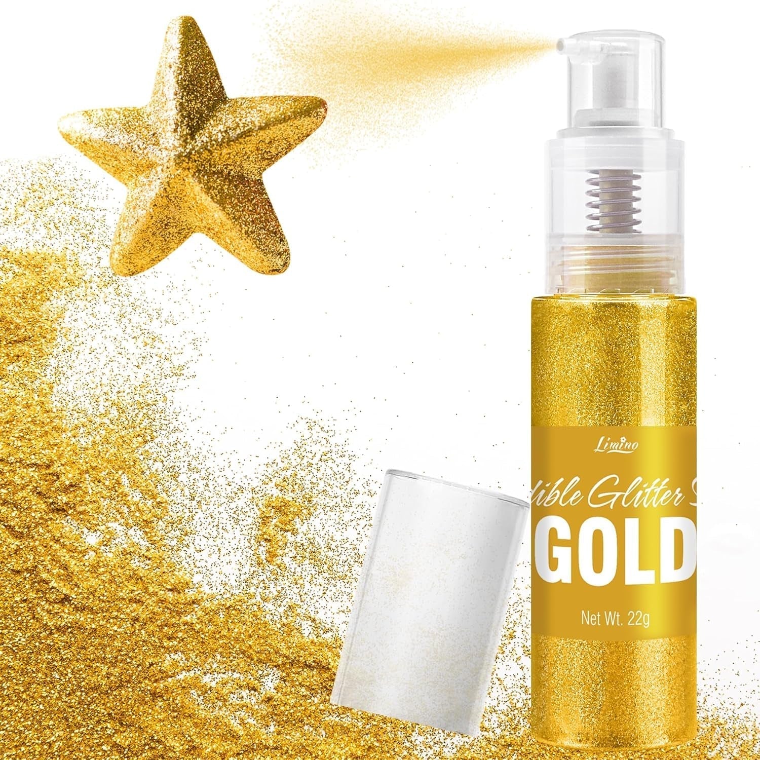 Spiselig glitterspray - 22G spiselig glitter, spiseligt glitterpulver til drinks, kagepynt, macarons - madfarve glitterpulver, spiseligt glitter til cocktails, muffins (pink)