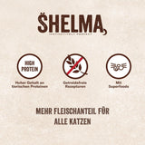 Shelma våd kattefoder med kylling i tomat- og urtesauce - komplet kornfrit foder med højt kødindhold - 28 x 85 g (2,38 kg)