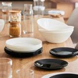 Harena N&B Glasgeschirr, 18-delt, for 6 personer, Weiß und Schwarz