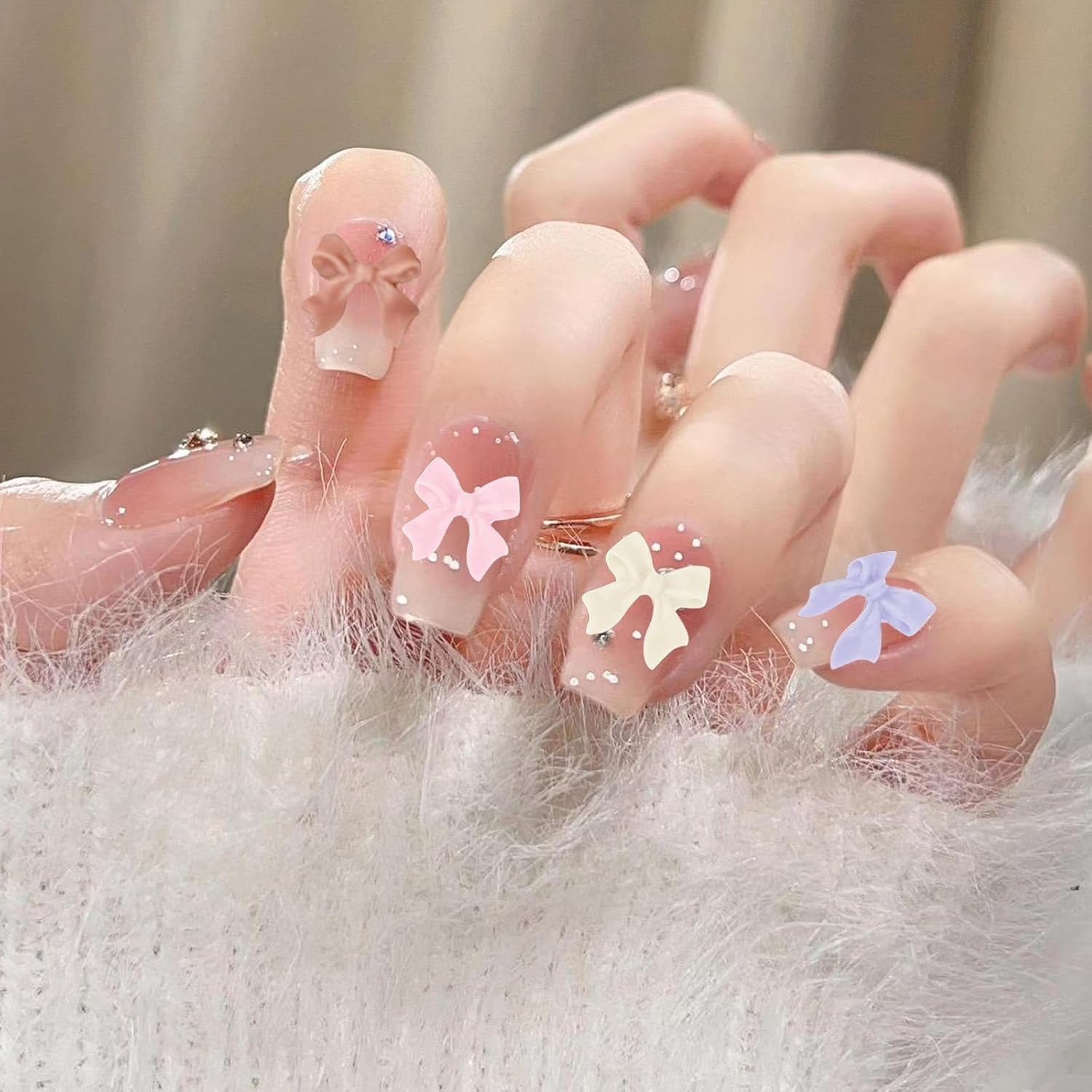 500 stk 3D Nägel Charm Schleifen Charms Nägel Nail Art Charms Schleife Nagel Charms Nägel Nail Art Schleifen Nageldekorationen Mit Aufnahmewerkzeug Für Frauen Und Mädchen Nagel-Diy-Zubehör