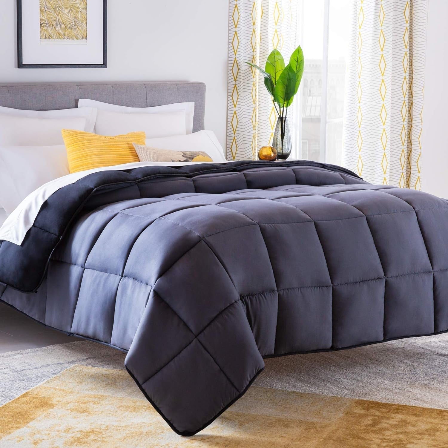 Linenspa 10,5 Tog All Season Hypoallergen Dun Alternativ Mikrofiberdyne Super King Size Dyner og dyner Naty Shop Sort/grafitgrå Super King