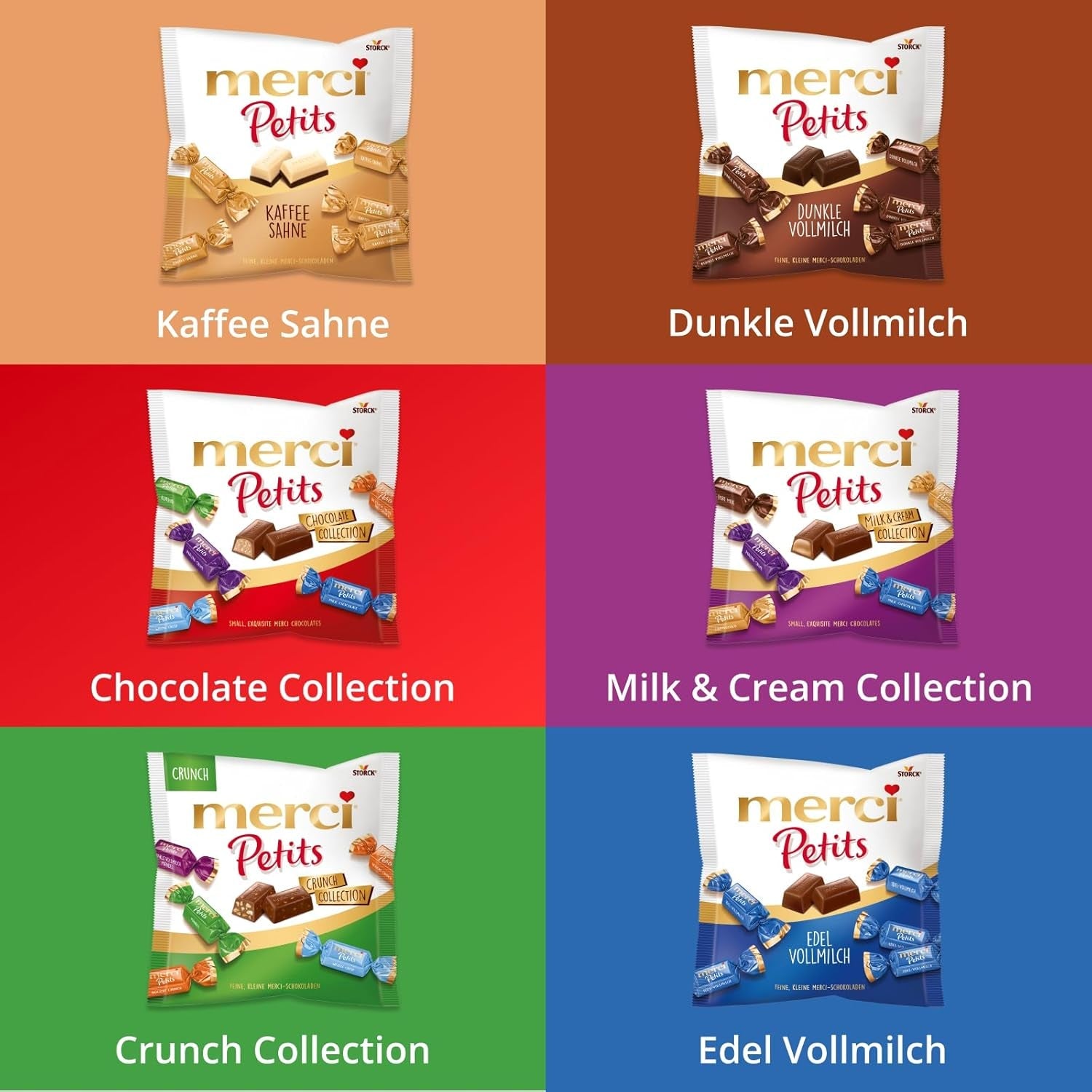 Merci Petits kaffecreme - 12 x 125 g - Små hvide chokoladepraliner på fin chokolade med kaffecreme - individuelt indpakkede chokoladepraliner