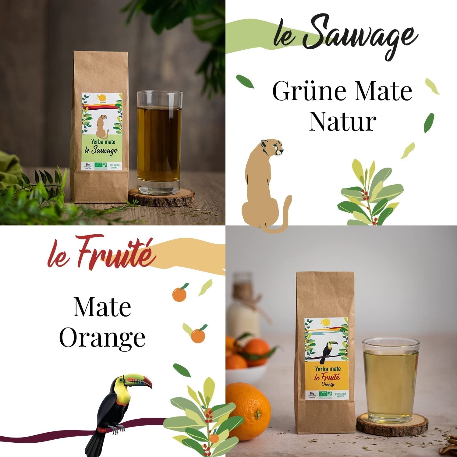 ORIGEENS BIO MATE TE GAVESÆT X4 I Yerba Mate Bio 4X80G I Yerba Mate tesæt, gaveidé