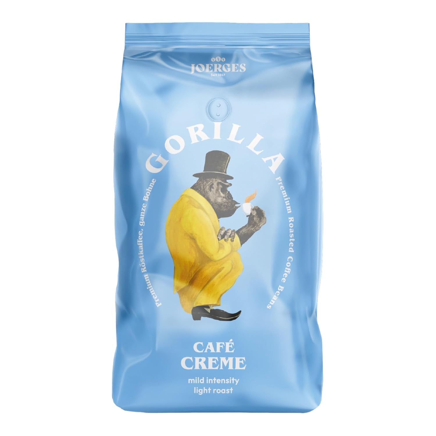 Gorilla Café Creme 6x 1000g | 100% traditionel Arabica-Bohnen | Ideal Volllautomaten Crema harmonisches Aroma | geriger Koffeingehalt helle Röstung | Vorratspackung
