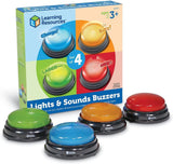 Læringsressourcer Lys og lyd Buzzer Uddannelsesspil fra 3 år Børn Spørgsmålslegetøj med 4 forskellige lyde til spilleaftener og klasseværelser Babylegetøj Naty Shop Ingen batterier inkluderet Sæt med 4