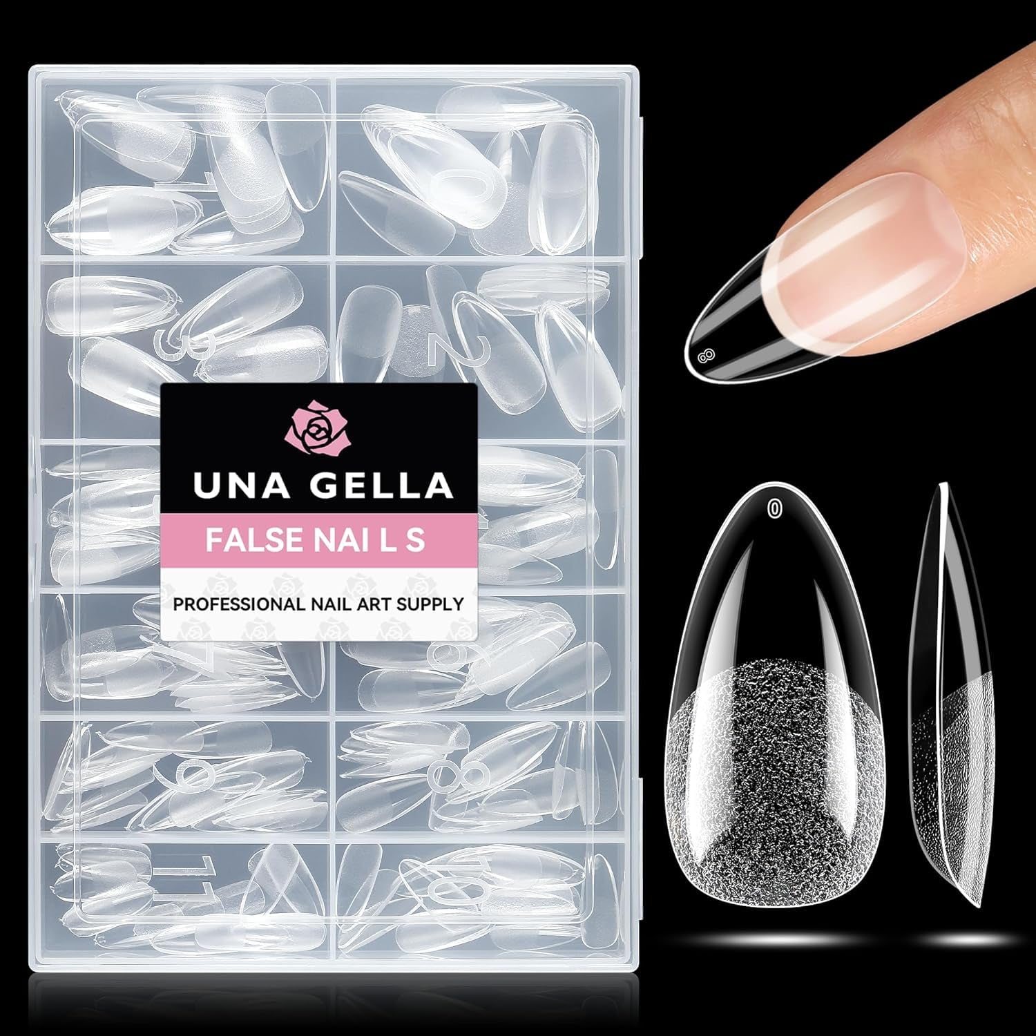 Ballerina Gel Neglespidser 216 stk. 12 Størrelser Soft Gel Negle Tips Full Cover Negle Extension Sæt Semi Matt DIY Home Art