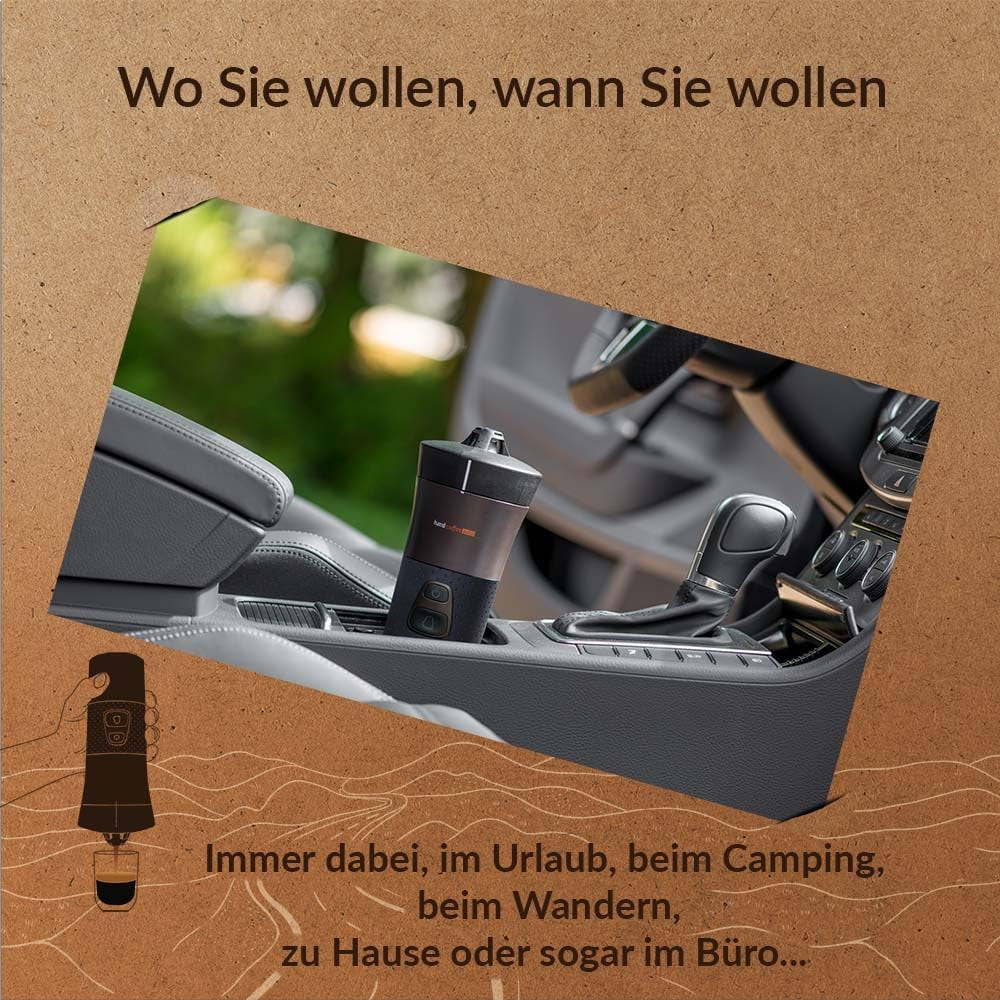 Handpresso - Håndkaffe Auto 21000 | 12V bil espressomaskine - 12 volt espressomaskine til biler | Senseo Pad espressomaskine til biler - 12V rejse espressomaskine | 12 volt espressor til autocampere