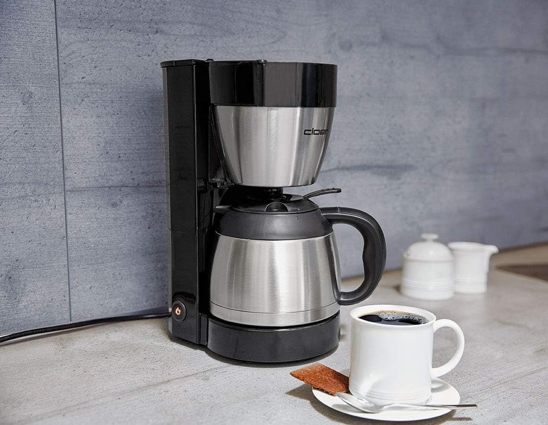 Cloer 5009 Hold Warm Filter Espressomaskine til op til 8 kopper 800W med isoleret rustfri stålkaraffel 1x4 filterkop Sort