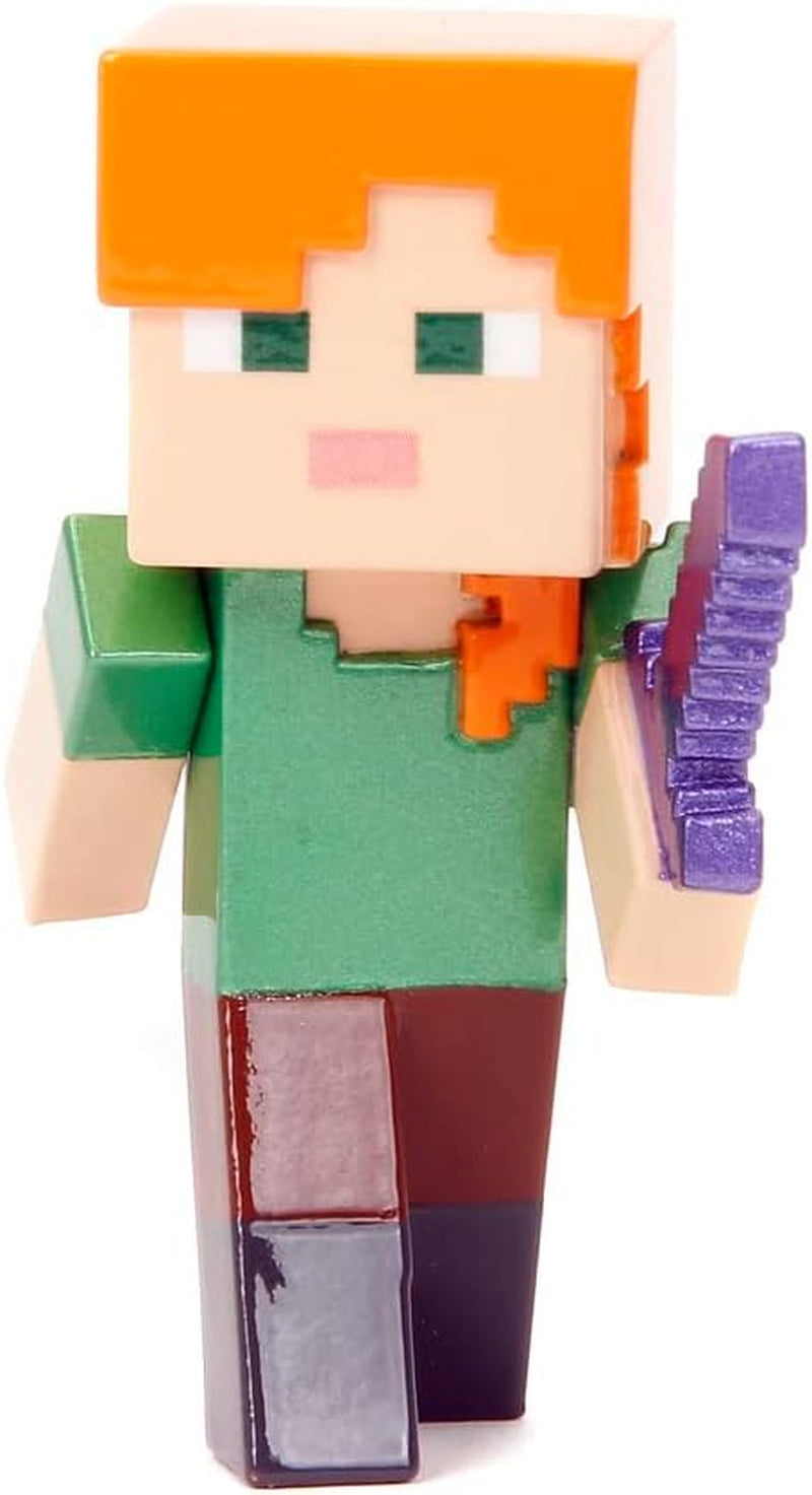Jada Toys Minecraft figursæt (4 stykker) lavet af metal - Minecraft Caves & Cliffs Samlefigurer (Steve, Alex, Creeper og Warden) Til spillere og samlere 8+ 6 cm hver Action Figurer Naty Shop