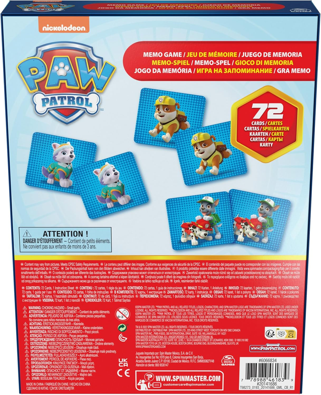 Spin Master Paw Patrol spil, huskespil, Paw Patrol legetøj, Chase, Stella, Marcus, Ruben, huskespil med bøger, for børn over 4 år Action figurer Naty Shop