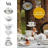 Alice i Eventyrland tekande og kop sæt til 1 person i gaveæske, fint porcelæn testel, hvid, 250ml