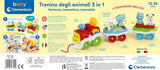 Clementoni Animali-3 Talking Interactive Udvidbart elektrisk toglegetøj til 1 år gammel baby (italiensk version) Fremstillet i Italien Multicolor 17740 Jucarii Bebe Naty Shop