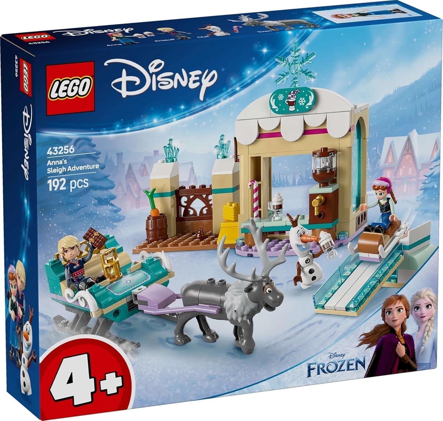 LEGO Ç€ Disney Frosne Annas slædeeventyr, byggelegetøj og fantasilegesæt, chokoladestativ med Anna, Kristoff, Olaf og Sven minidukker, prinsesselegetøj til piger fra 4 år 43256 Byggesæt Besuche den LEGO-Store