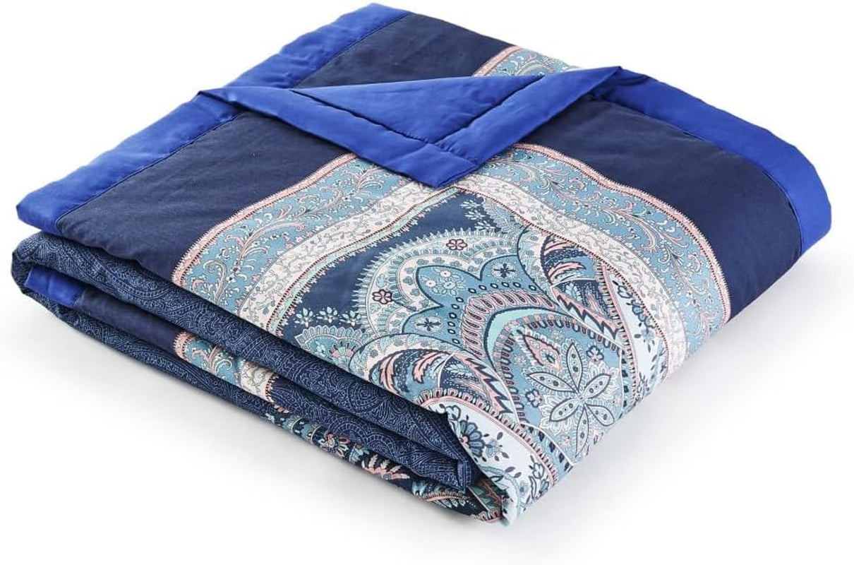 BASSETTI bomulds plaid SABBIONETA farve BLÅ B3 størrelse 135X190 Dyner og dyner Naty Shop