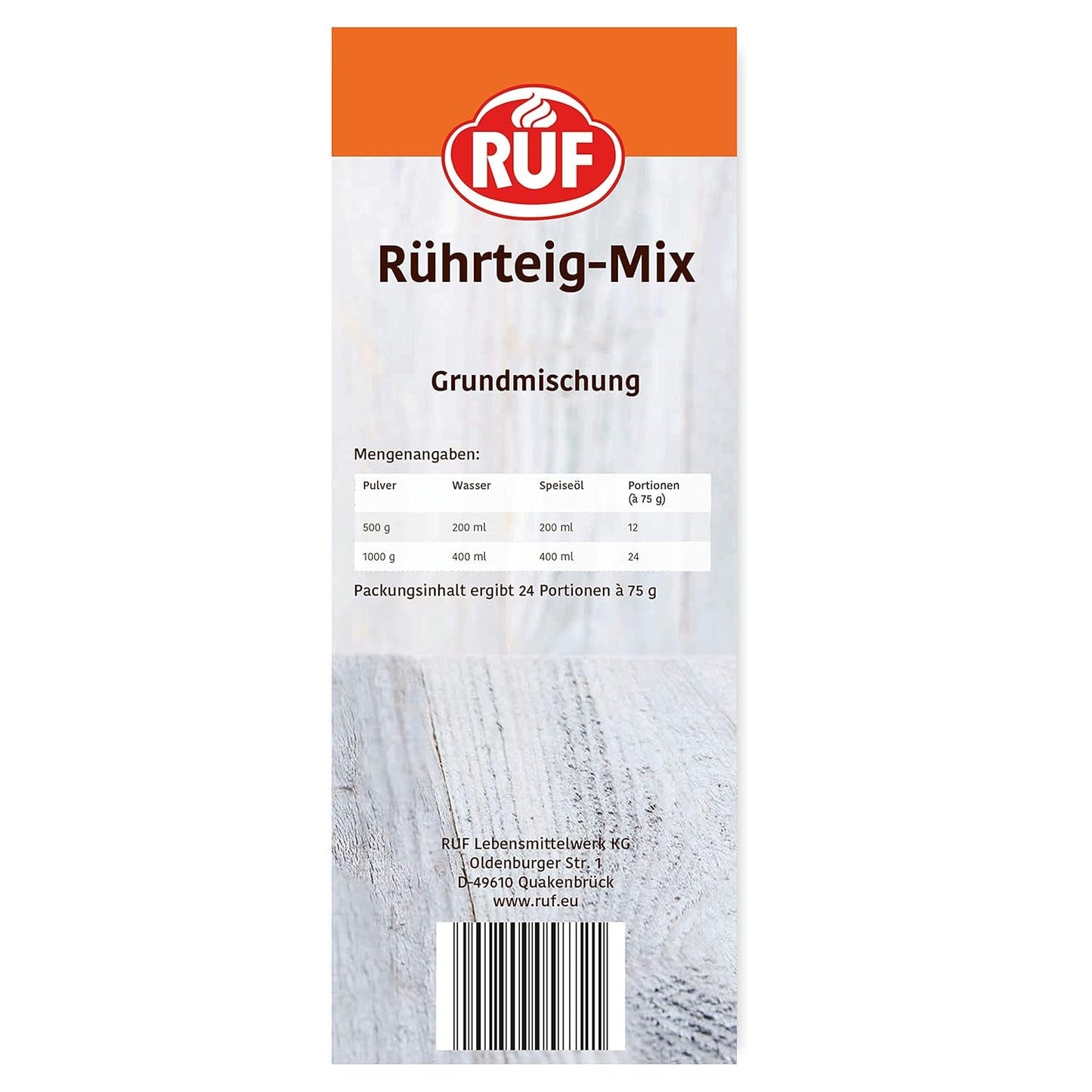 RUF Rührkuchen Backmischung, Nur Wasser & Öl Zugeben, Rezeptur Für Blechkuchen, Kastenkuchen, Muffins, Gugelhupf Und Tortenböden, 1X1000G Blanding til bagning og madlavning Naty Shop