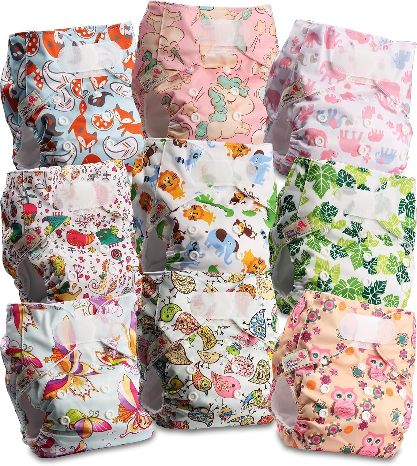 Littles og Bloomz genanvendelig ble FLV2-0602, standard krog og løkke lukning, 6 bleer