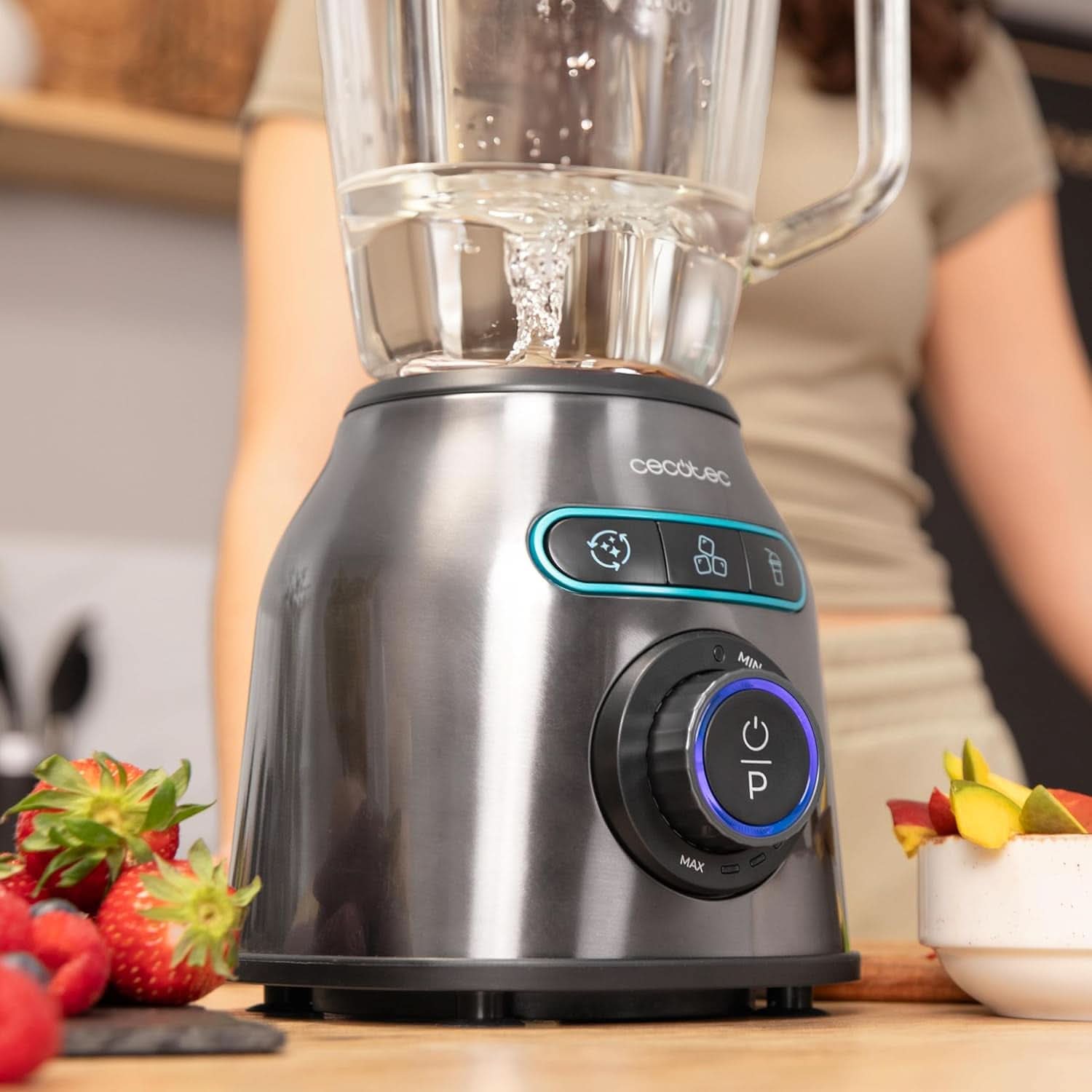 Cecotec Standmixer Power Black Titanium 2200MAX Smooth, 2200 W Maximale Leistung, 6 Klingen Aus Edelstahl, Ice-Crush-Funktion, Turbo- Og Smoothie-Funktion, Autoclean-Funktion Køkken Naty Shop