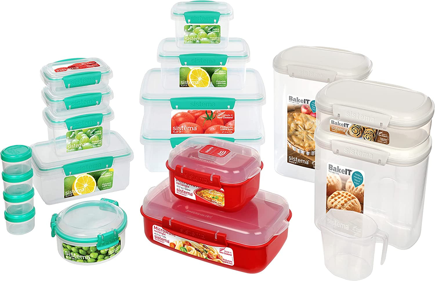 KLIP IT System Opbevaringsbeholder, Pakke med 6 Mad Opbevaringsbokse Naty Shop Mixed Colors Køkken Starter Pakke