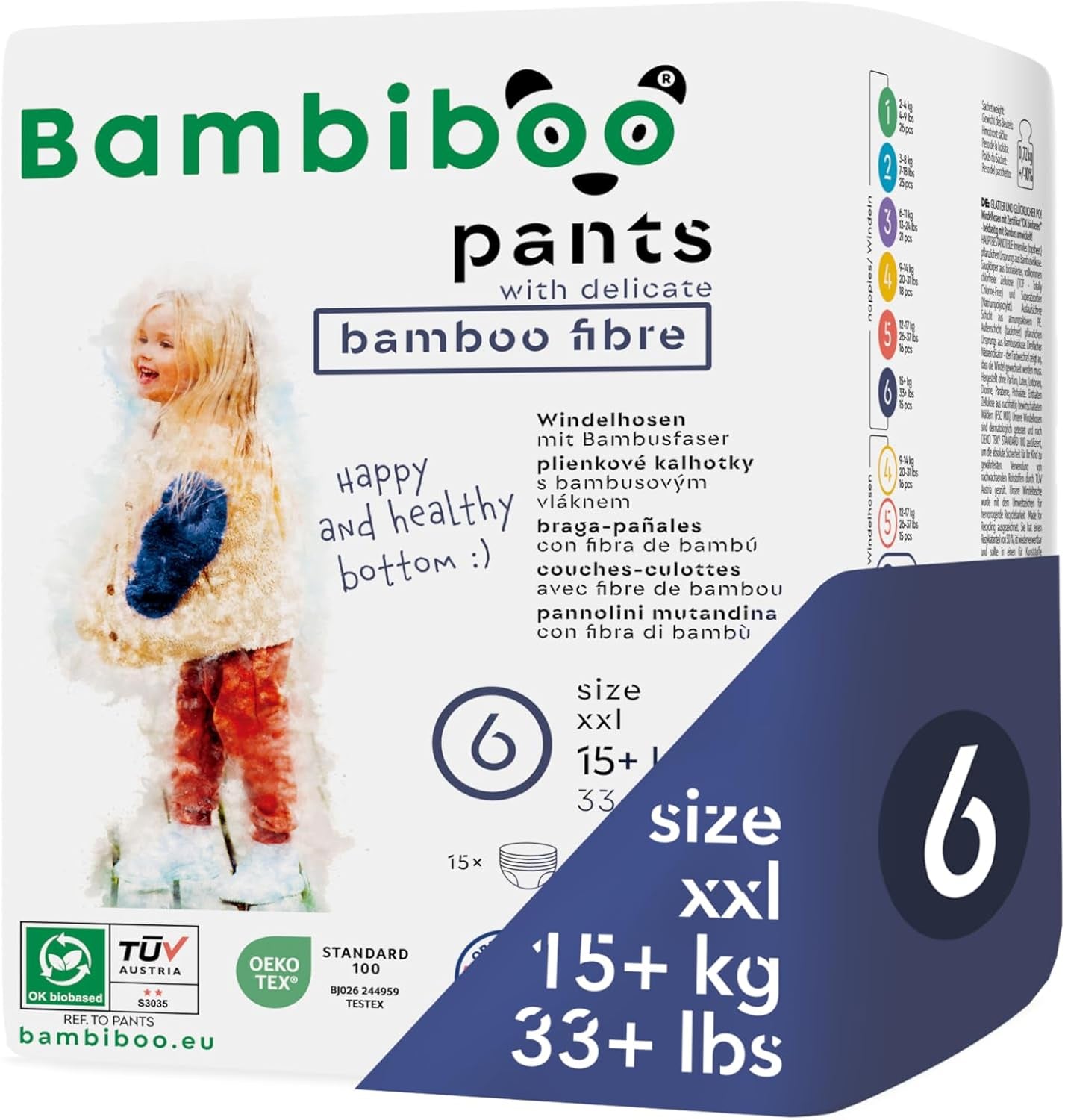 Bambiboo engangsbleer, hudvenlige, fine bambusfiber - Babyble-trusser - Engangsblebetræk - Følsom hudbeskyttelse - Meget absorberende - Størrelse 4 (Maxi), 16 stk.