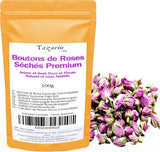 100g premium spiselige rosenknopper - tørret Atlas rosenbladsinfusion - sød og blomstret smag og aroma - 100% naturlig, ren og uden tilsætningsstoffer | Tazarin Ltd