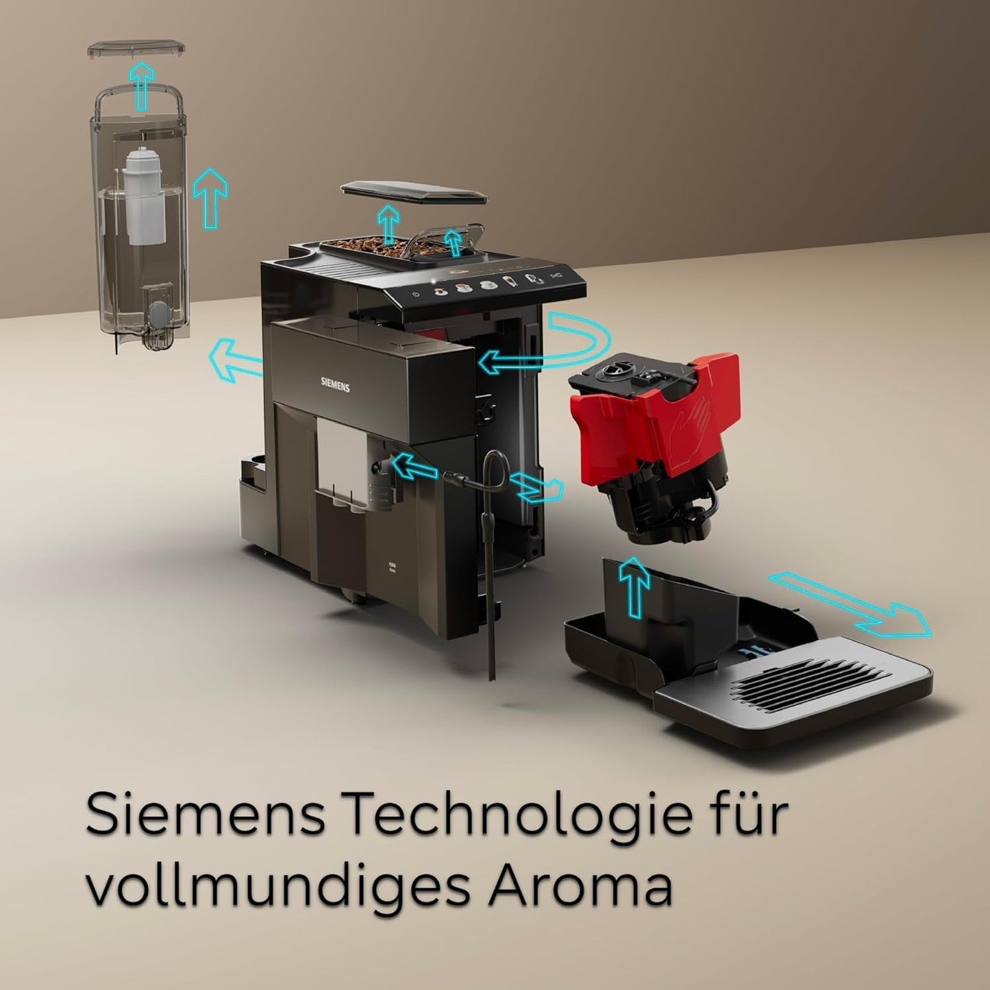 Siemens EQ500 klassisk automatisk espressomaskine, TFT farveskærm, 5 typer kaffe og mælk, dobbelt kop funktion, nem rengøring, aftagelig bryggeenhed, med mælkeslange, sort, TP511E19