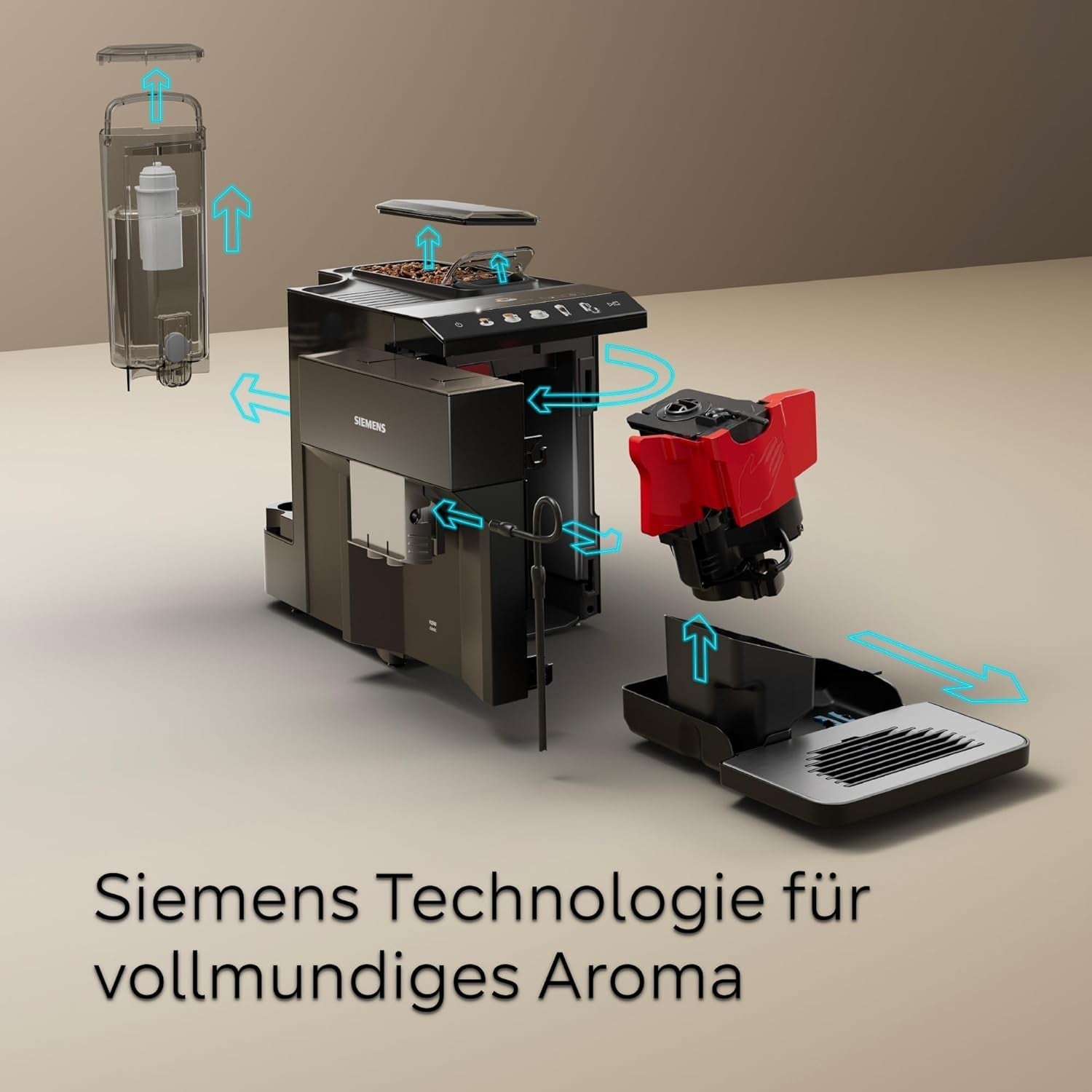 Siemens EQ500 klassisk automatisk espressomaskine, TFT farveskærm, 5 typer kaffe og mælk, dobbelt kop funktion, nem rengøring, aftagelig bryggeenhed, med mælkeslange, sort, TP511E19