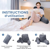 INFANZIA ergonomisk læsepude med armlæn, memory foam rygstøtte, grå, M