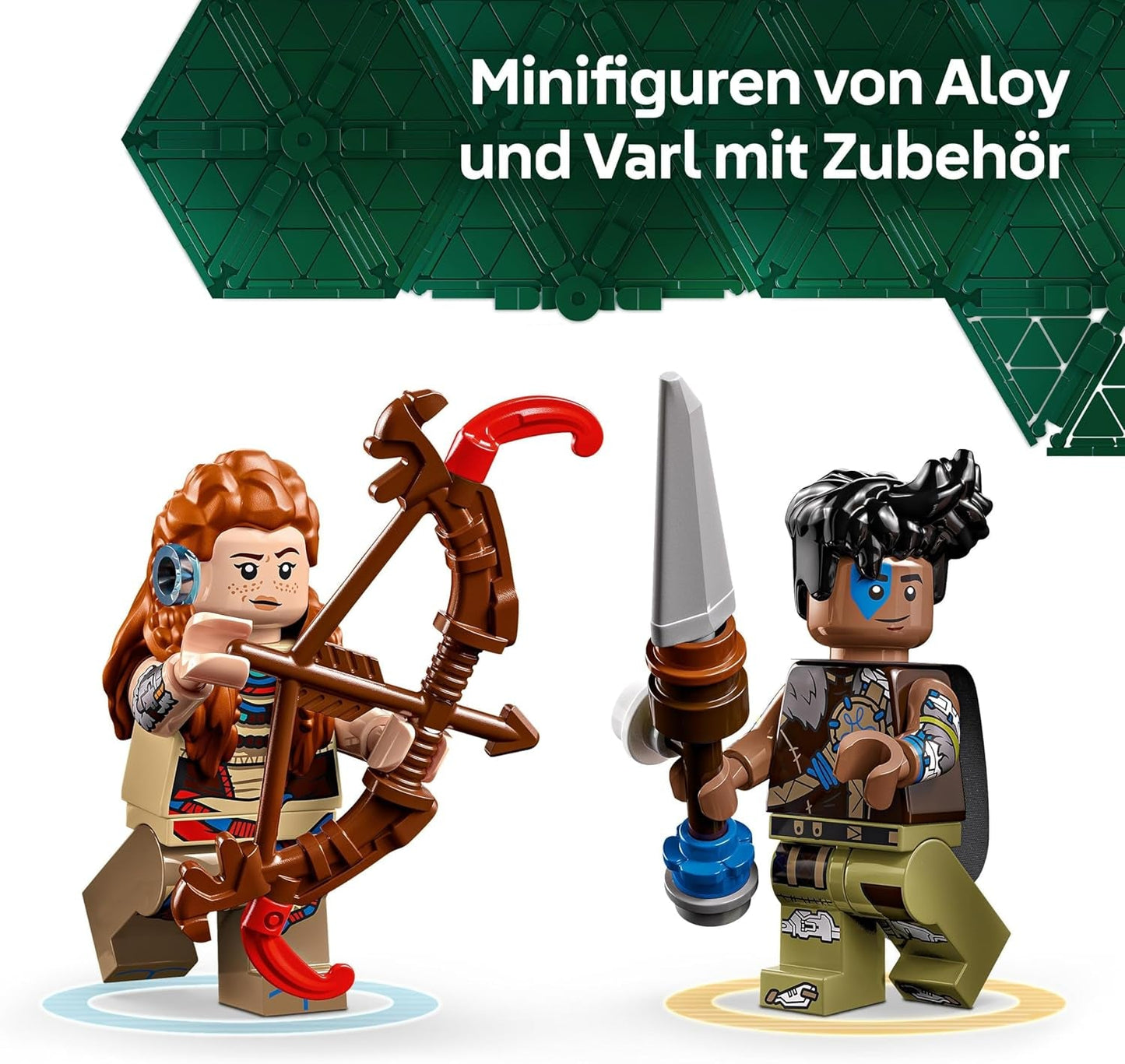 LEGO Horizon Adventures Aloy og Varl vs. Armored Walker and Sawtooth, monsterbillegetøj og minifigurer, samlingssæt til videospilfans, drenge og piger over 9 år 77037 Byggesæt Besuche den LEGO-Store