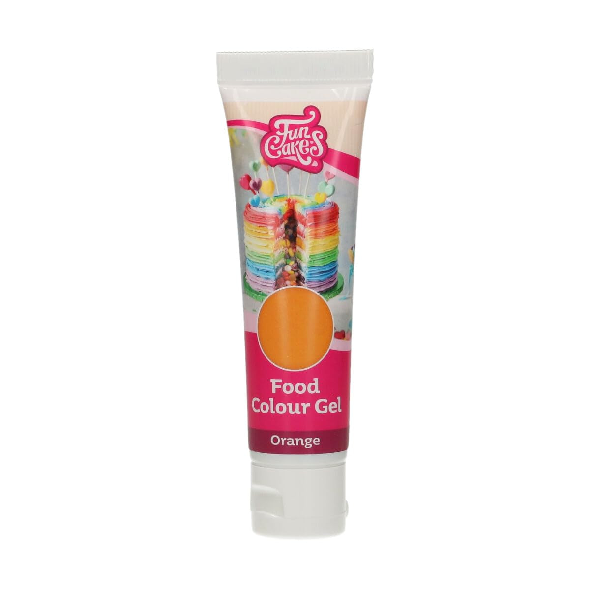 Funcakes Gel Food Coloring Orange: Højkoncentreret madfarve til dej, creme, fondant og marcipan. Nem dosering. Enkelt dråbe for at skabe levende farver. Halal. 30 g.