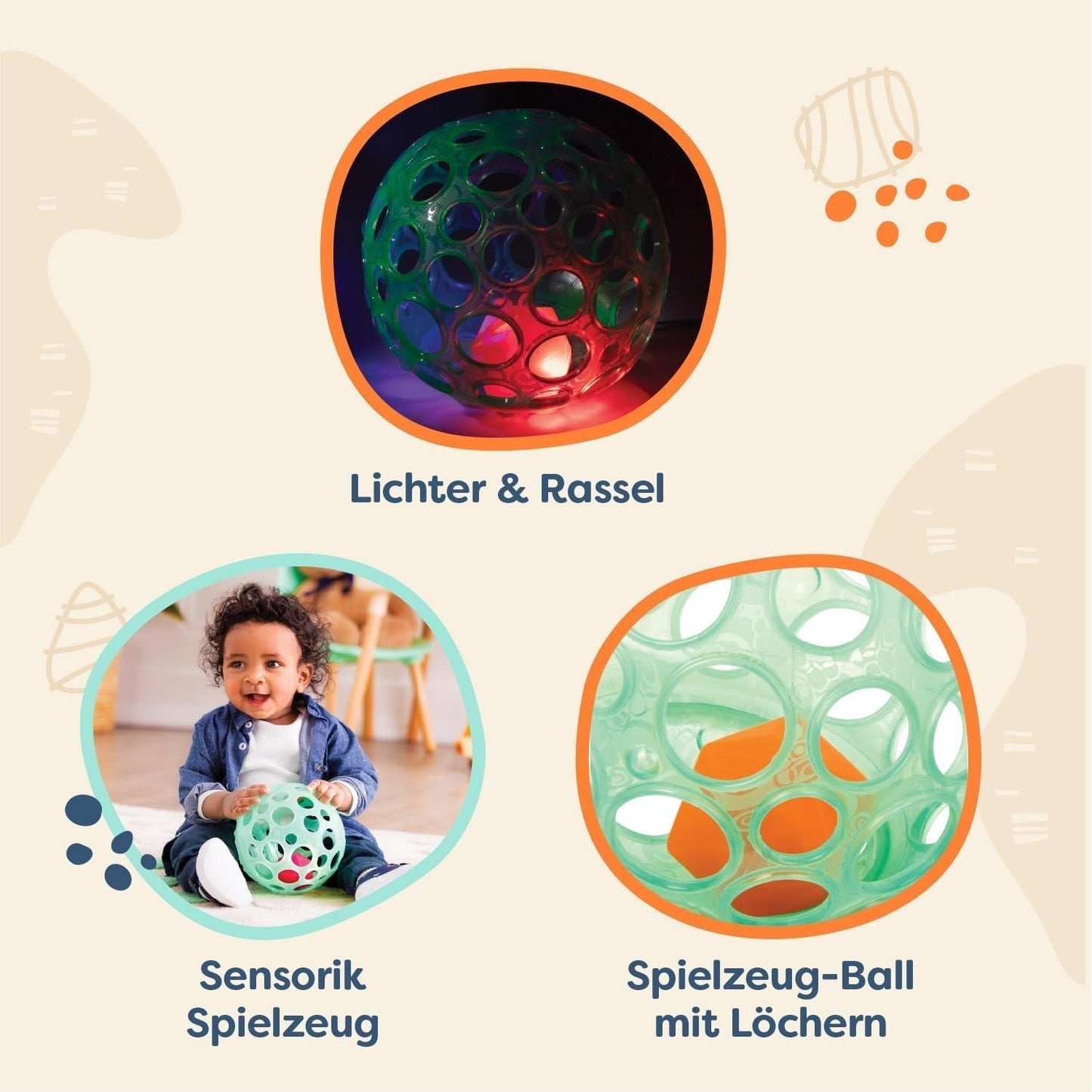 B. legetøj Babylegetøj Babylegetøj motorisk legetøj med lys - babylegetøj til nyfødte, piger og drenge fra 0 måneder, PVC fri Bebe Toys Naty Shop