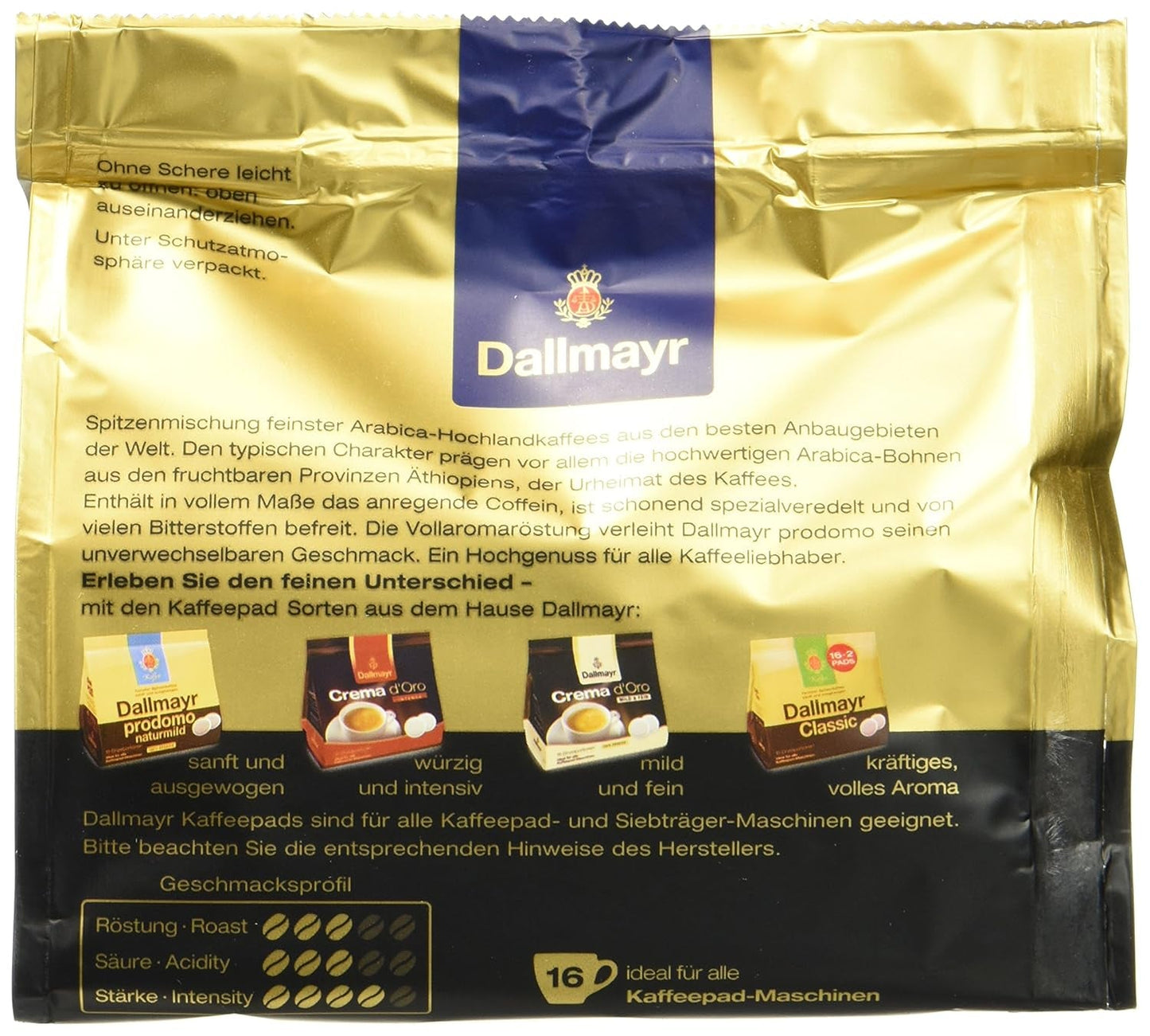 Kaffee Prodomo Kaffeepads, 5er pakke (5 x 16 pads)