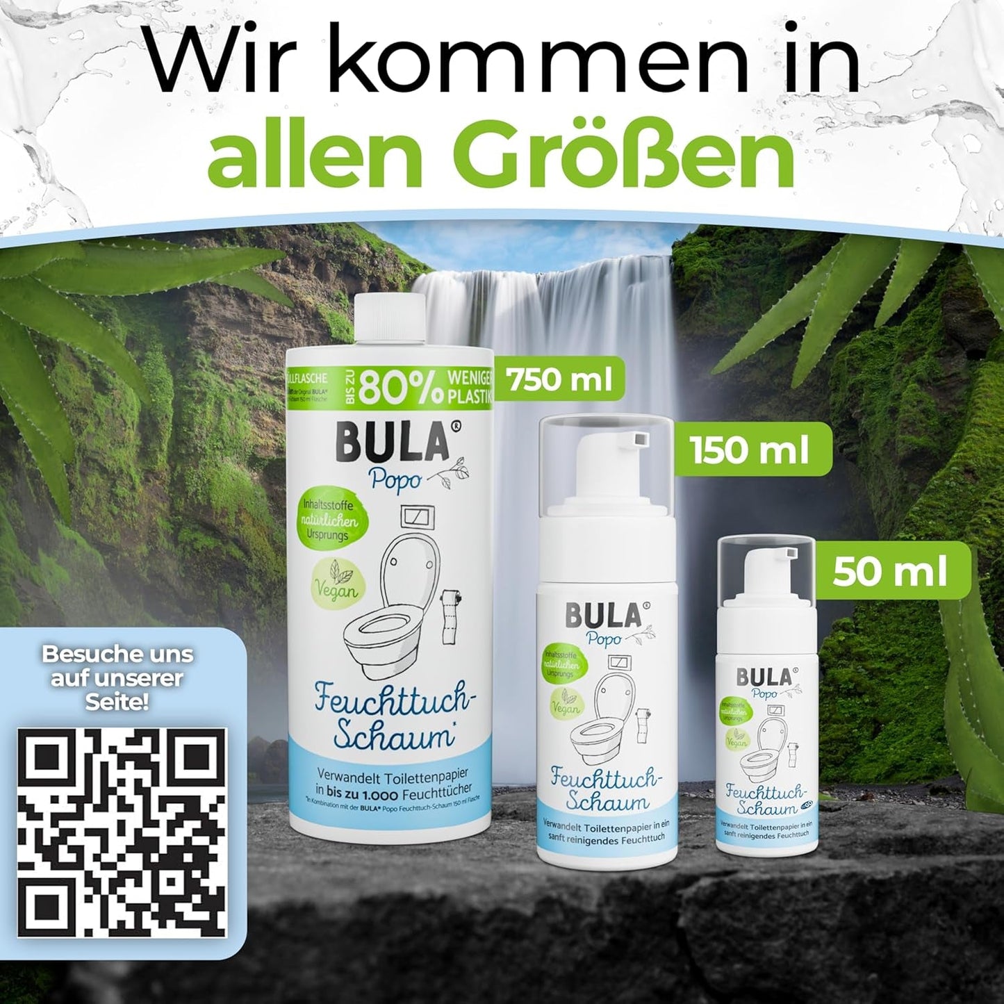 BULA® Popo genopfyldningsflaske (750 ml) BARE FOR AT FYLDE vores 150 ml og 50 ml flasker! | Erstatter op til 1.000 servietter! | Med ingredienser af naturlig oprindelse